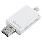 Lector de tarjetas TF/SD i-Flash 3 en 1 NK-208 para dispositivos de 8 pines + USB 2.0 + Micro USB (negro), NK-208 blanco, NK-208 negro